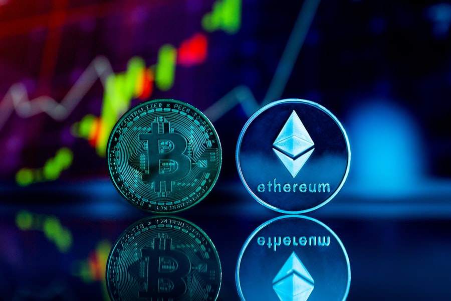 Photo solar flares, cryptocurrency, blockchain